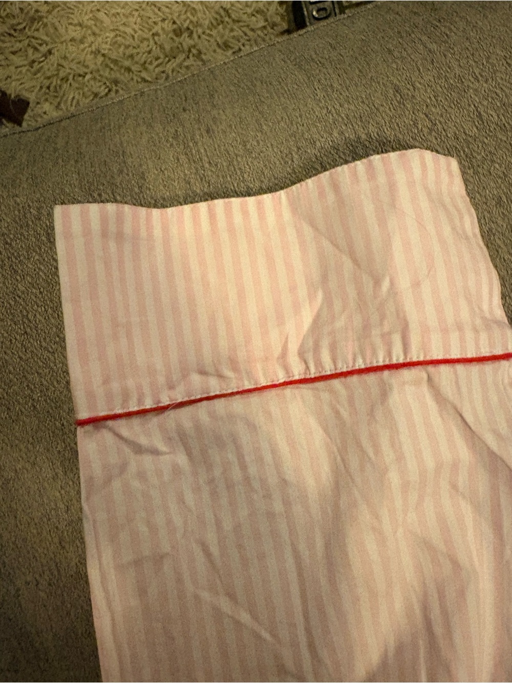 LAKE Women’s Pink Striped Pajama Set with Red Scallop Trim - Picture 7 of 7